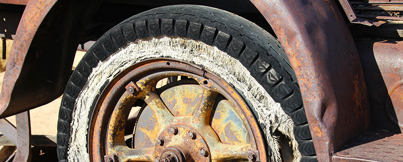 Old rusting tyres in the desert
