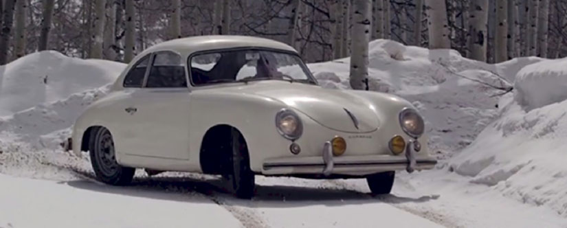 Vintage car out in winter