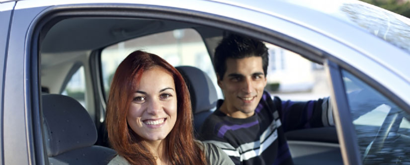 Young couple in car